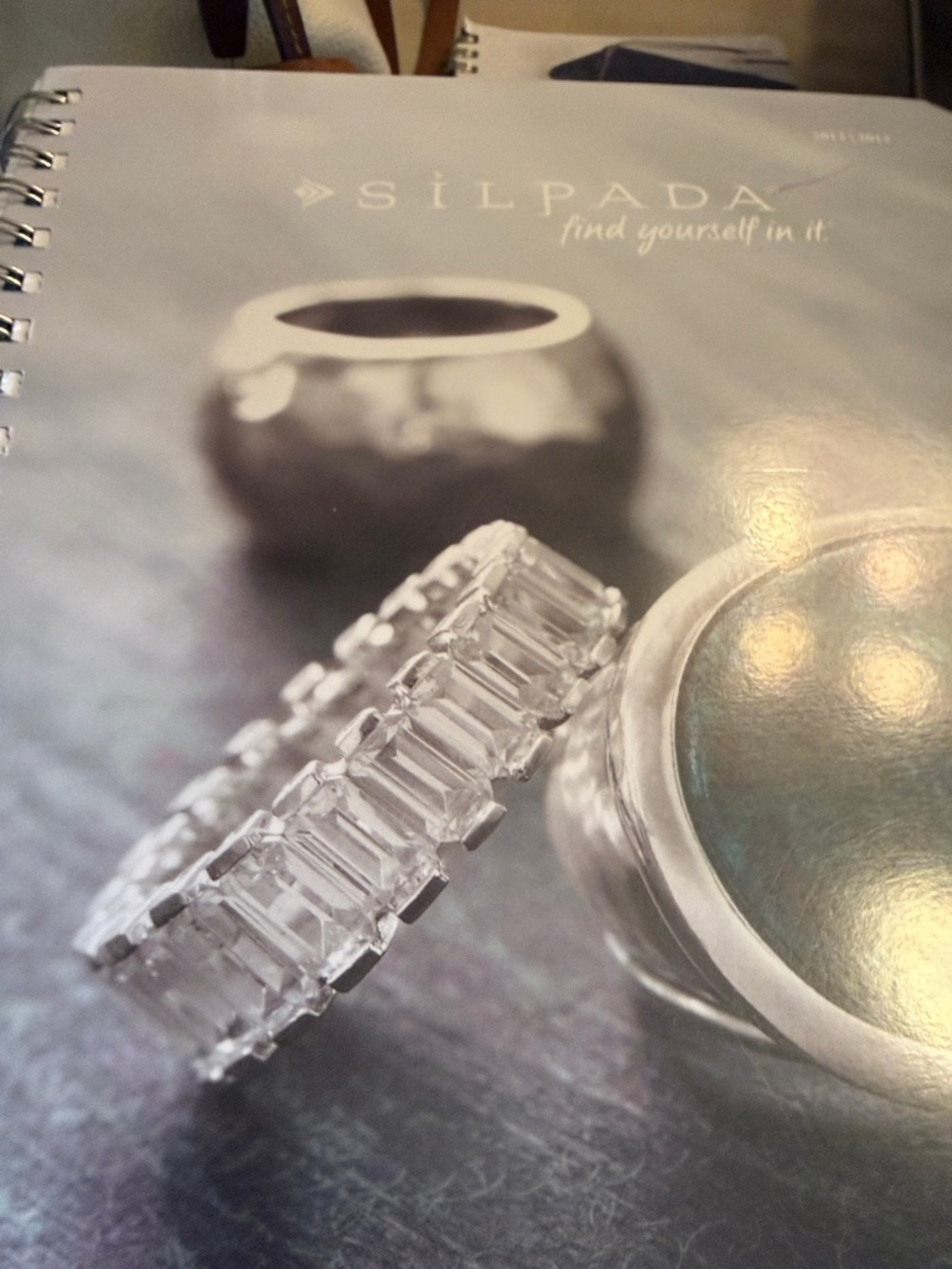 Silpada Silver Baguette Crystal Eternity Ring